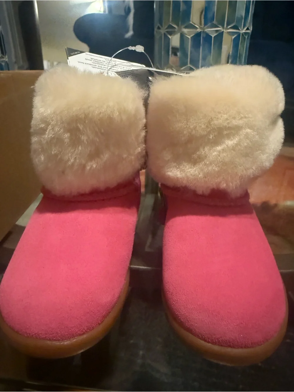 UGG Soft Pink Shearling Keychain Charm
